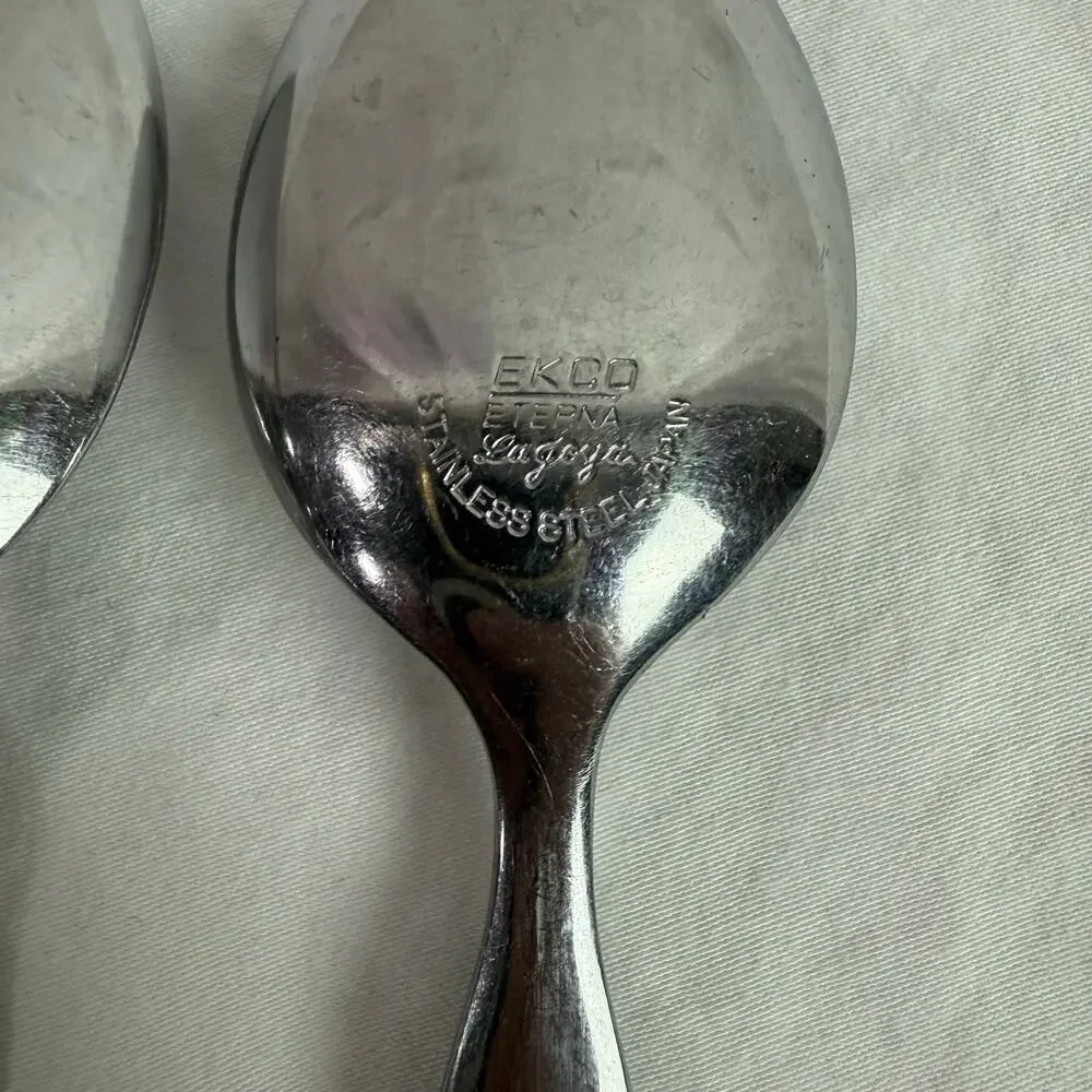Ekco Eterna La Joya VTG Set 3 Tea Spoons Stainless Steel Faux Wood Flatware